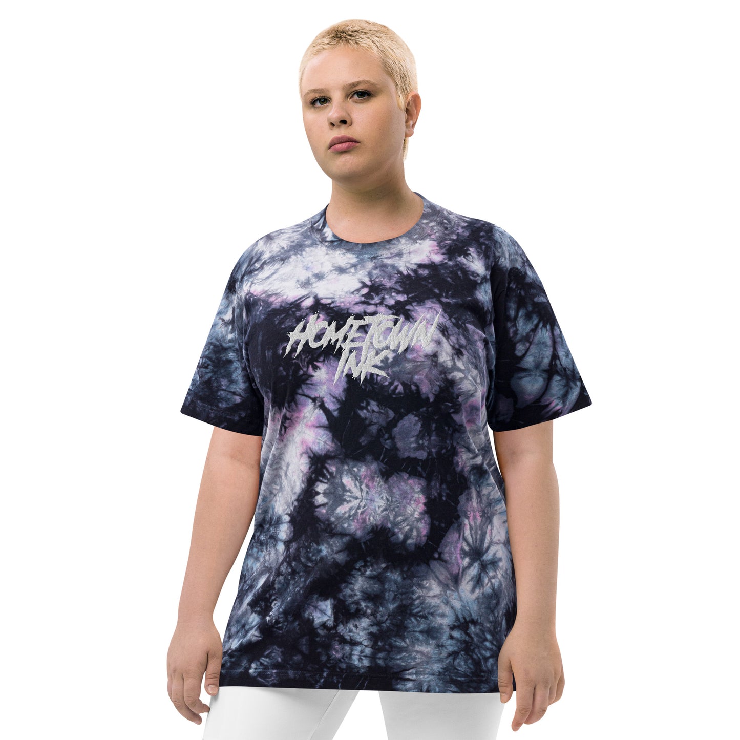 Metalcore Embroidered Logo Oversized tie-dye t-shirt